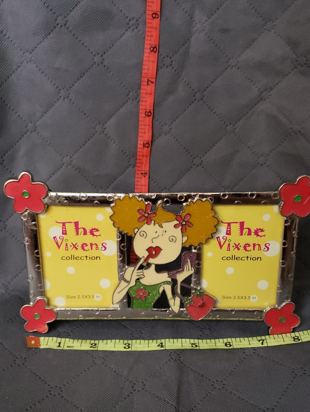 The Vixens Collection Decorative Double Photo Frame in Yellow and Red